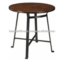 Top en bois rond industriel avec base en métal Table basse haute